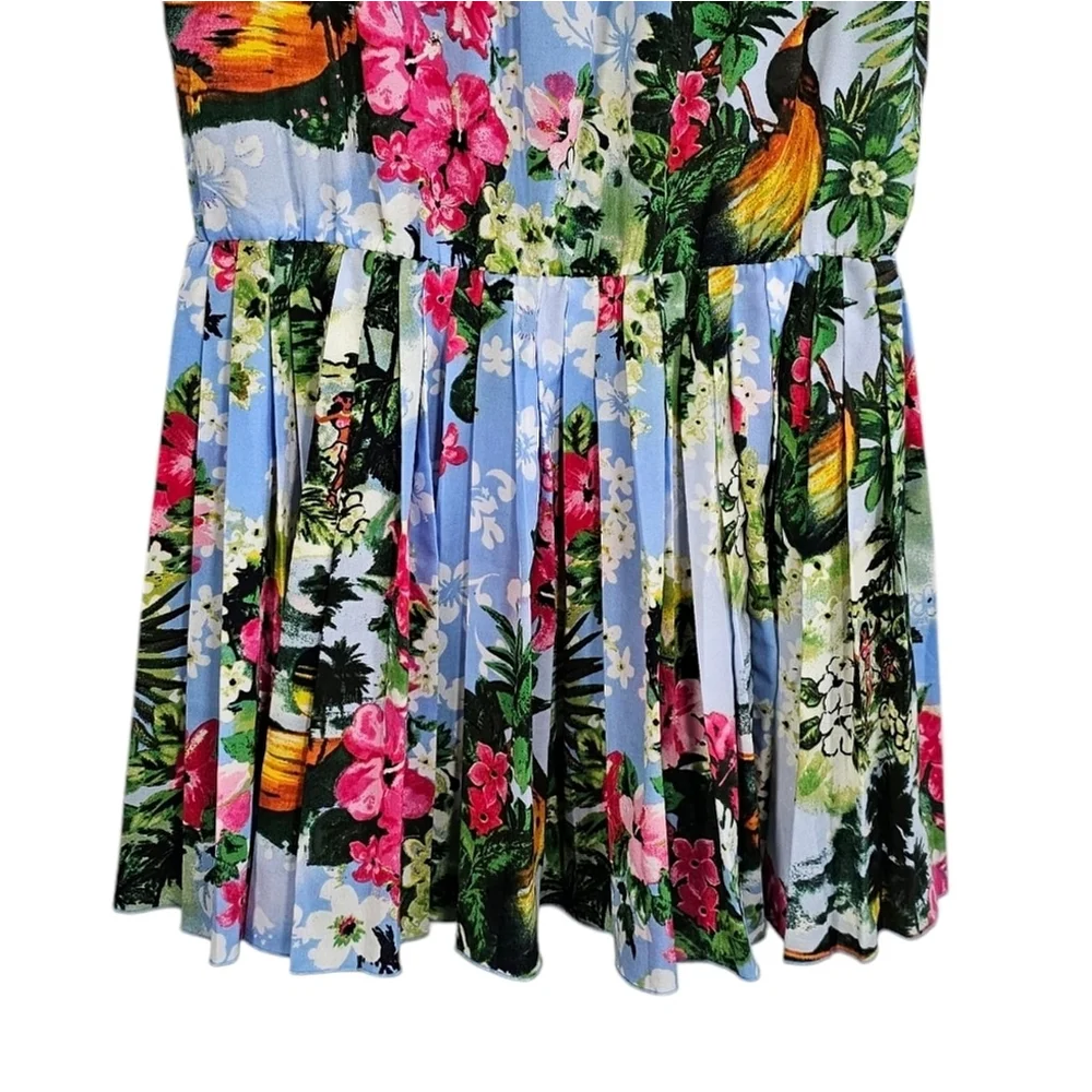 Juicy Couture Paradise Blue Sleeveless Hawaiian Floral Mini Dress Sz 4 - Picture 11 of 14